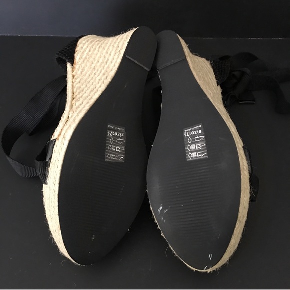 Michael Antonio Braided Jute Wedge Cross Ankle Strap Sandals 7.5 Open Toe - Picture 8 of 9